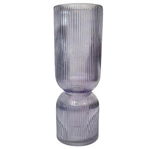 WHITE BARN Purple Glass Decorative Faceted Vase